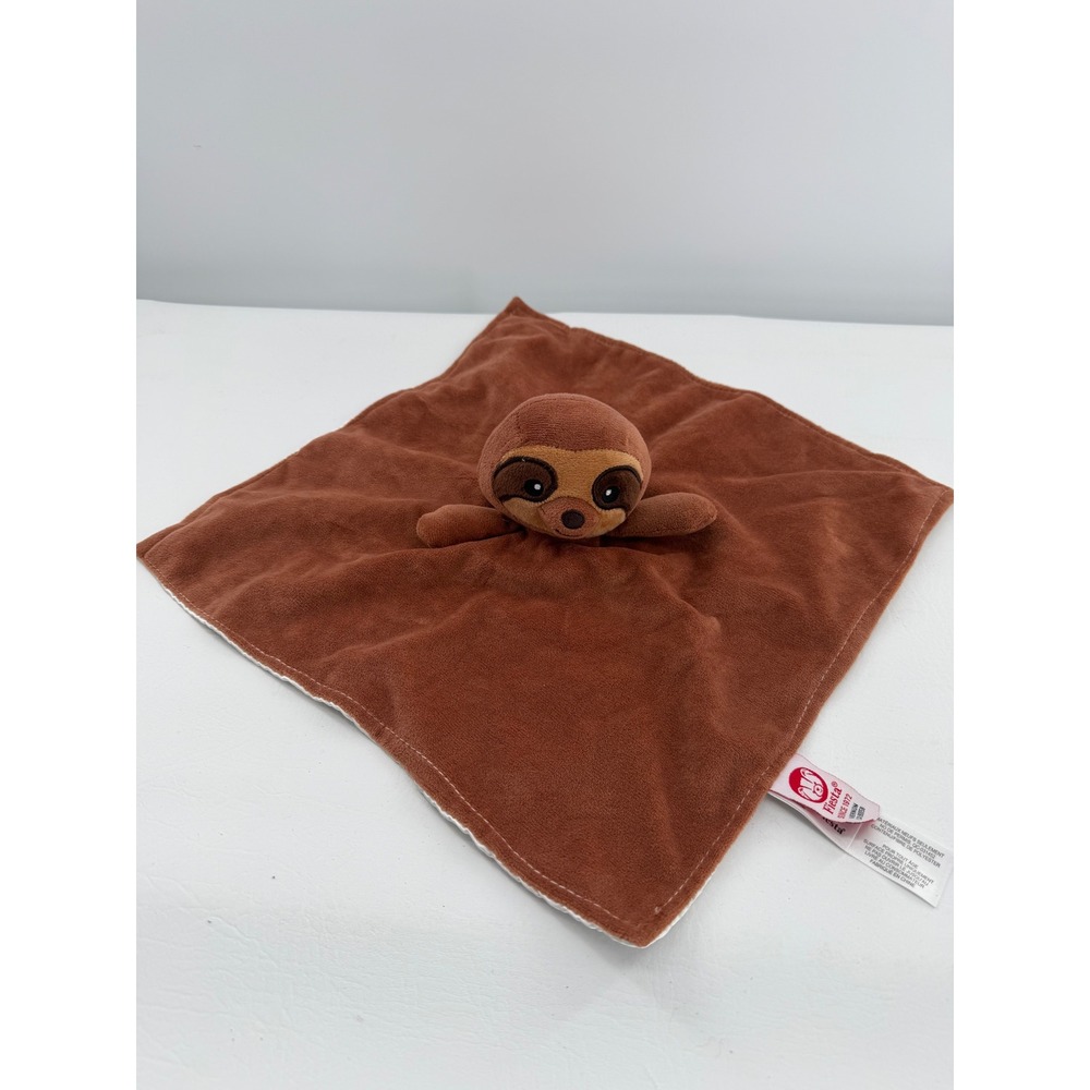 Fiesta Sloth Security Blanket Baby Lovey Brown Satin Back Soft Toy Rattle